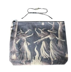 Dancing Witches Black/Cream Cosmetic Bag With Adjustable Moon Goddess Bracelet